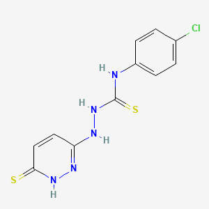 molecular formula C11H10ClN5S2 B3835186 N-(4-chlorophenyl)-2-(6-thioxo-1,6-dihydro-3-pyridazinyl)hydrazinecarbothioamide 