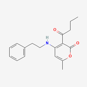 3-butyryl-6-methyl-4-[(2-phenylethyl)amino]-2H-pyran-2-one