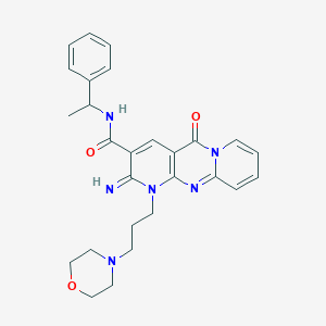 molecular formula C27H30N6O3 B383534 2-imino-1-[3-(4-morpholinyl)propyl]-5-oxo-N-(1-phenylethyl)-1,5-dihydro-2H-dipyrido[1,2-a:2,3-d]pyrimidine-3-carboxamide CAS No. 510761-83-8