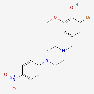 molecular formula C18H20BrN3O4 B3835358 2-bromo-6-methoxy-4-{[4-(4-nitrophenyl)-1-piperazinyl]methyl}phenol 