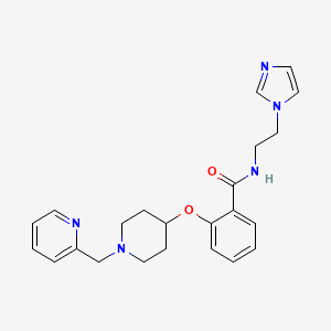 molecular formula C23H27N5O2 B3835374 N-[2-(1H-imidazol-1-yl)ethyl]-2-{[1-(2-pyridinylmethyl)-4-piperidinyl]oxy}benzamide 