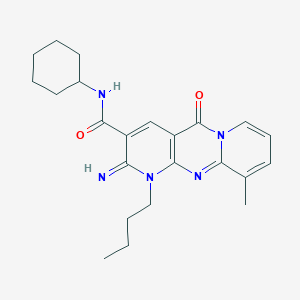 molecular formula C23H29N5O2 B383539 1-butyl-N-cyclohexyl-2-imino-10-methyl-5-oxo-1,5-dihydro-2H-dipyrido[1,2-a:2,3-d]pyrimidine-3-carboxamide 