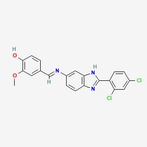 molecular formula C21H15Cl2N3O2 B3835394 4-({[2-(2,4-dichlorophenyl)-1H-benzimidazol-6-yl]imino}methyl)-2-methoxyphenol 