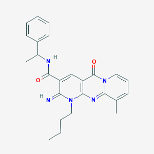molecular formula C25H27N5O2 B383541 1-butyl-2-imino-10-methyl-5-oxo-N-(1-phenylethyl)-1,5-dihydro-2H-dipyrido[1,2-a:2',3'-d]pyrimidine-3-carboxamide CAS No. 617697-67-3
