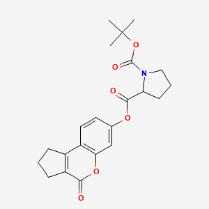molecular formula C22H25NO6 B3835418 1-tert-butyl 2-(4-oxo-1,2,3,4-tetrahydrocyclopenta[c]chromen-7-yl) 1,2-pyrrolidinedicarboxylate 