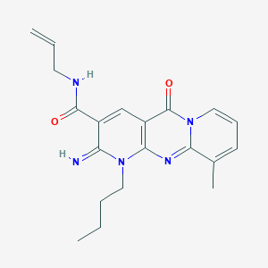 7-Butyl-6-imino-11-methyl-2-oxo-N-prop-2-enyl-1,7,9-triazatricyclo[8.4.0.03,8]tetradeca-3(8),4,9,11,13-pentaene-5-carboxamide