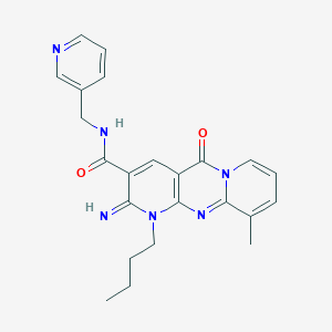 molecular formula C23H24N6O2 B383544 1-butyl-2-imino-10-methyl-5-oxo-N-(3-pyridinylmethyl)-1,5-dihydro-2H-dipyrido[1,2-a:2,3-d]pyrimidine-3-carboxamide CAS No. 663219-12-3