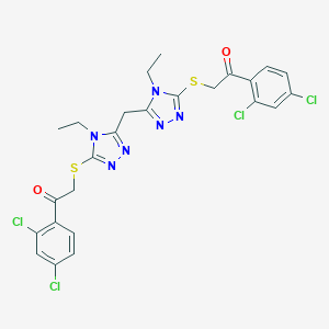 molecular formula C25H22Cl4N6O2S2 B383548 2,2'-{methanediylbis[(4-ethyl-4H-1,2,4-triazole-5,3-diyl)sulfanediyl]}bis[1-(2,4-dichlorophenyl)ethanone] 