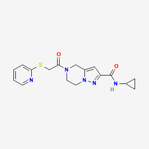 molecular formula C17H19N5O2S B3835505 N-cyclopropyl-5-[(pyridin-2-ylthio)acetyl]-4,5,6,7-tetrahydropyrazolo[1,5-a]pyrazine-2-carboxamide 