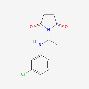 molecular formula C12H13ClN2O2 B3835524 1-{1-[(3-chlorophenyl)amino]ethyl}-2,5-pyrrolidinedione 