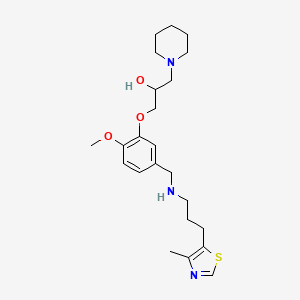 molecular formula C23H35N3O3S B3835545 1-[2-methoxy-5-({[3-(4-methyl-1,3-thiazol-5-yl)propyl]amino}methyl)phenoxy]-3-(1-piperidinyl)-2-propanol 