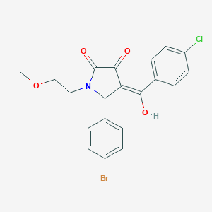 molecular formula C20H17BrClNO4 B383564 5-(4-bromophenyl)-4-(4-chlorobenzoyl)-3-hydroxy-1-(2-methoxyethyl)-1,5-dihydro-2H-pyrrol-2-one CAS No. 433261-21-3