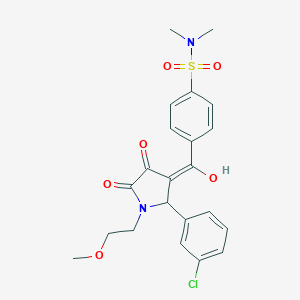 4-[(E)-[2-(3-chlorophenyl)-1-(2-methoxyethyl)-4,5-dioxopyrrolidin-3-ylidene]-hydroxymethyl]-N,N-dimethylbenzenesulfonamide