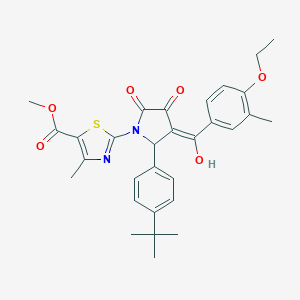 molecular formula C30H32N2O6S B383569 methyl 2-[2-(4-tert-butylphenyl)-3-(4-ethoxy-3-methylbenzoyl)-4-hydroxy-5-oxo-2,5-dihydro-1H-pyrrol-1-yl]-4-methyl-1,3-thiazole-5-carboxylate 