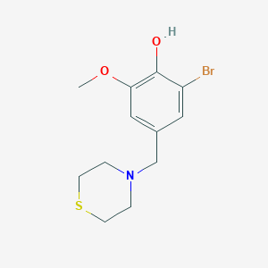 molecular formula C12H16BrNO2S B3835738 2-bromo-6-methoxy-4-(4-thiomorpholinylmethyl)phenol 