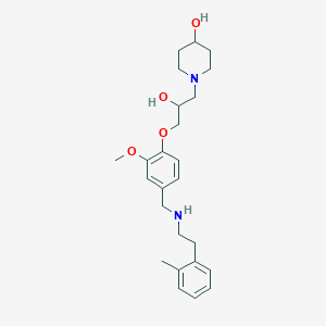 molecular formula C25H36N2O4 B3835781 1-{2-hydroxy-3-[2-methoxy-4-({[2-(2-methylphenyl)ethyl]amino}methyl)phenoxy]propyl}-4-piperidinol 