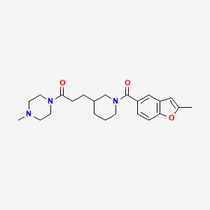 molecular formula C23H31N3O3 B3835800 1-methyl-4-(3-{1-[(2-methyl-1-benzofuran-5-yl)carbonyl]-3-piperidinyl}propanoyl)piperazine 