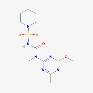 molecular formula C12H20N6O4S B3835846 N-{[(4-methoxy-6-methyl-1,3,5-triazin-2-yl)(methyl)amino]carbonyl}-1-piperidinesulfonamide 
