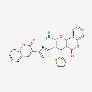 molecular formula C28H16N2O6S B3835879 2-amino-4-(2-furyl)-3-[4-(2-oxo-2H-chromen-3-yl)-1,3-thiazol-2-yl]-4H,5H-pyrano[3,2-c]chromen-5-one 