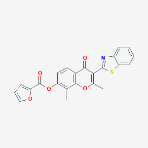 molecular formula C23H15NO5S B383591 3-(1,3-benzothiazol-2-yl)-2,8-dimethyl-4-oxo-4H-chromen-7-yl 2-furoate CAS No. 384363-25-1