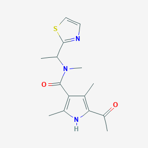 molecular formula C15H19N3O2S B3835933 5-acetyl-N,2,4-trimethyl-N-[1-(1,3-thiazol-2-yl)ethyl]-1H-pyrrole-3-carboxamide 
