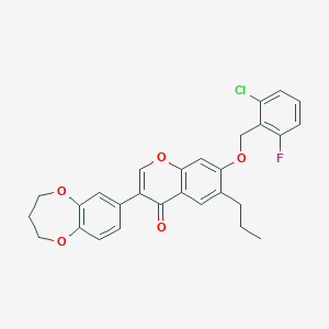 molecular formula C28H24ClFO5 B383595 7-[(2-chloro-6-fluorobenzyl)oxy]-3-(3,4-dihydro-2H-1,5-benzodioxepin-7-yl)-6-propyl-4H-chromen-4-one CAS No. 578753-84-1
