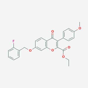 molecular formula C26H21FO6 B383597 Ethyl 7-[(2-fluorophenyl)methoxy]-3-(4-methoxyphenyl)-4-oxochromene-2-carboxylate CAS No. 578698-36-9
