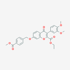 molecular formula C29H26O9 B383602 ethyl 3-(3,4-dimethoxyphenyl)-7-{[4-(methoxycarbonyl)benzyl]oxy}-4-oxo-4H-chromene-2-carboxylate CAS No. 610751-29-6