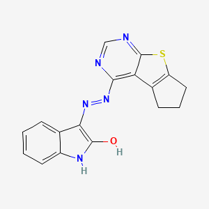 1H-indole-2,3-dione 3-(6,7-dihydro-5H-cyclopenta[4,5]thieno[2,3-d]pyrimidin-4-ylhydrazone)