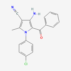 molecular formula C19H14ClN3O B3836083 4-amino-5-benzoyl-1-(4-chlorophenyl)-2-methyl-1H-pyrrole-3-carbonitrile 