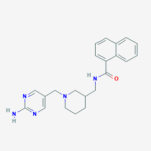 molecular formula C22H25N5O B3836138 N-({1-[(2-amino-5-pyrimidinyl)methyl]-3-piperidinyl}methyl)-1-naphthamide 