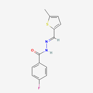 molecular formula C13H11FN2OS B3836236 4-fluoro-N'-[(5-methyl-2-thienyl)methylene]benzohydrazide 