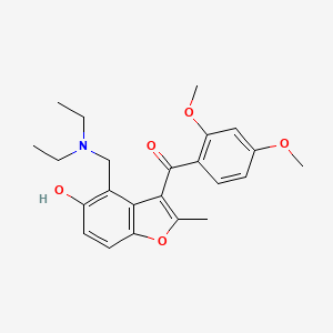molecular formula C23H27NO5 B3836265 {4-[(diethylamino)methyl]-5-hydroxy-2-methyl-1-benzofuran-3-yl}(2,4-dimethoxyphenyl)methanone 