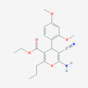 molecular formula C20H24N2O5 B3836286 ethyl 6-amino-5-cyano-4-(2,4-dimethoxyphenyl)-2-propyl-4H-pyran-3-carboxylate 