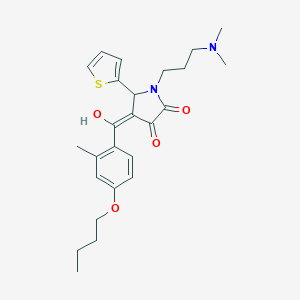 (4E)-4-[(4-butoxy-2-methylphenyl)-hydroxymethylidene]-1-[3-(dimethylamino)propyl]-5-thiophen-2-ylpyrrolidine-2,3-dione