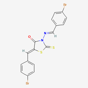 molecular formula C17H10Br2N2OS2 B3836408 5-(4-bromobenzylidene)-3-[(4-bromobenzylidene)amino]-2-thioxo-1,3-thiazolidin-4-one 