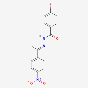 molecular formula C15H12FN3O3 B3836419 4-fluoro-N'-[1-(4-nitrophenyl)ethylidene]benzohydrazide 