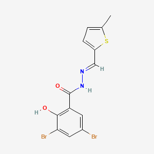 molecular formula C13H10Br2N2O2S B3836420 3,5-dibromo-2-hydroxy-N'-[(5-methyl-2-thienyl)methylene]benzohydrazide 