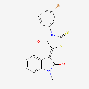 molecular formula C18H11BrN2O2S2 B3836426 3-[3-(3-bromophenyl)-4-oxo-2-thioxo-1,3-thiazolidin-5-ylidene]-1-methyl-1,3-dihydro-2H-indol-2-one 