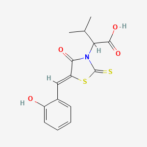 molecular formula C15H15NO4S2 B3836461 2-[5-(2-hydroxybenzylidene)-4-oxo-2-thioxo-1,3-thiazolidin-3-yl]-3-methylbutanoic acid 
