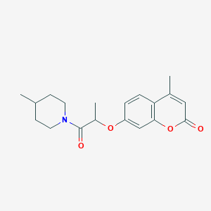 molecular formula C19H23NO4 B3836501 4-methyl-7-[1-methyl-2-(4-methyl-1-piperidinyl)-2-oxoethoxy]-2H-chromen-2-one 