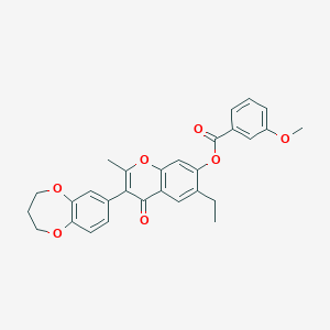 molecular formula C29H26O7 B383651 3-(3,4-dihydro-2H-1,5-benzodioxepin-7-yl)-6-ethyl-2-methyl-4-oxo-4H-chromen-7-yl 3-methoxybenzoate CAS No. 610754-29-5