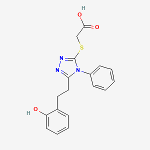molecular formula C18H17N3O3S B3836524 ({5-[2-(2-hydroxyphenyl)ethyl]-4-phenyl-4H-1,2,4-triazol-3-yl}thio)acetic acid 