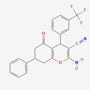 molecular formula C23H17F3N2O2 B3836628 2-amino-5-oxo-7-phenyl-4-[3-(trifluoromethyl)phenyl]-5,6,7,8-tetrahydro-4H-chromene-3-carbonitrile 