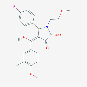 (4E)-5-(4-fluorophenyl)-4-[hydroxy-(4-methoxy-3-methylphenyl)methylidene]-1-(2-methoxyethyl)pyrrolidine-2,3-dione