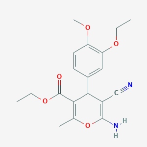 molecular formula C19H22N2O5 B3836642 ethyl 6-amino-5-cyano-4-(3-ethoxy-4-methoxyphenyl)-2-methyl-4H-pyran-3-carboxylate 