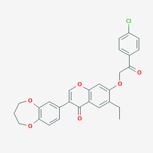 molecular formula C28H23ClO6 B383666 7-[2-(4-chlorophenyl)-2-oxoethoxy]-3-(3,4-dihydro-2H-1,5-benzodioxepin-7-yl)-6-ethylchromen-4-one CAS No. 610763-83-2