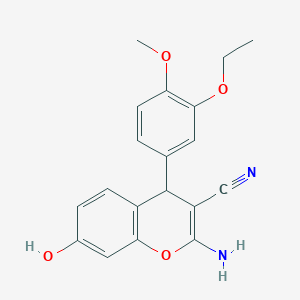 molecular formula C19H18N2O4 B3836696 2-amino-4-(3-ethoxy-4-methoxyphenyl)-7-hydroxy-4H-chromene-3-carbonitrile 
