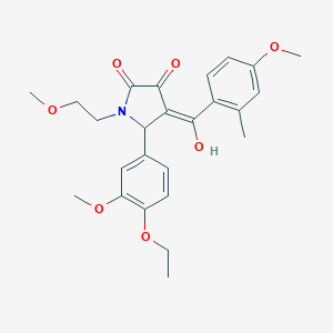 molecular formula C25H29NO7 B383670 (4E)-5-(4-ethoxy-3-methoxyphenyl)-4-[hydroxy-(4-methoxy-2-methylphenyl)methylidene]-1-(2-methoxyethyl)pyrrolidine-2,3-dione CAS No. 371206-31-4