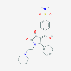 molecular formula C26H31N3O5S B383671 4-[(E)-[4,5-dioxo-2-phenyl-1-(2-piperidin-1-ylethyl)pyrrolidin-3-ylidene]-hydroxymethyl]-N,N-dimethylbenzenesulfonamide CAS No. 371143-36-1